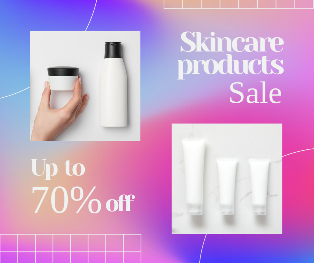Skincare Products Sale Offer with Cream Tubes Facebookデザインテンプレート