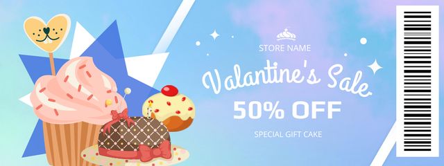 Valentine's Day Sweets Sale with Discount Coupon Design Template
