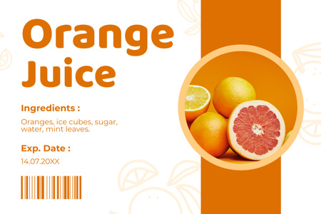 Sweet Orange Juice Promotion With Description Label Design Template