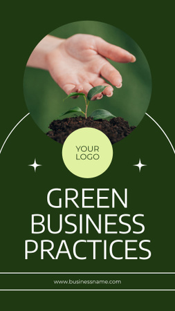 Template di design Pratiche aziendali ecologiche di successo con la pianta in mano Mobile Presentation