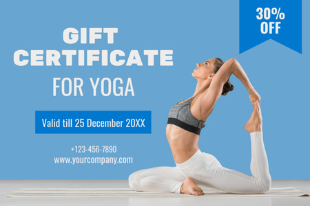 Yoga Classes Discount Offer Gift Certificate Design Template