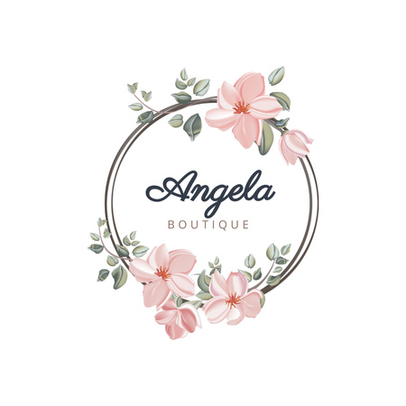Boutique Ad in Floral Frame Logo 1080x1080px Design Template