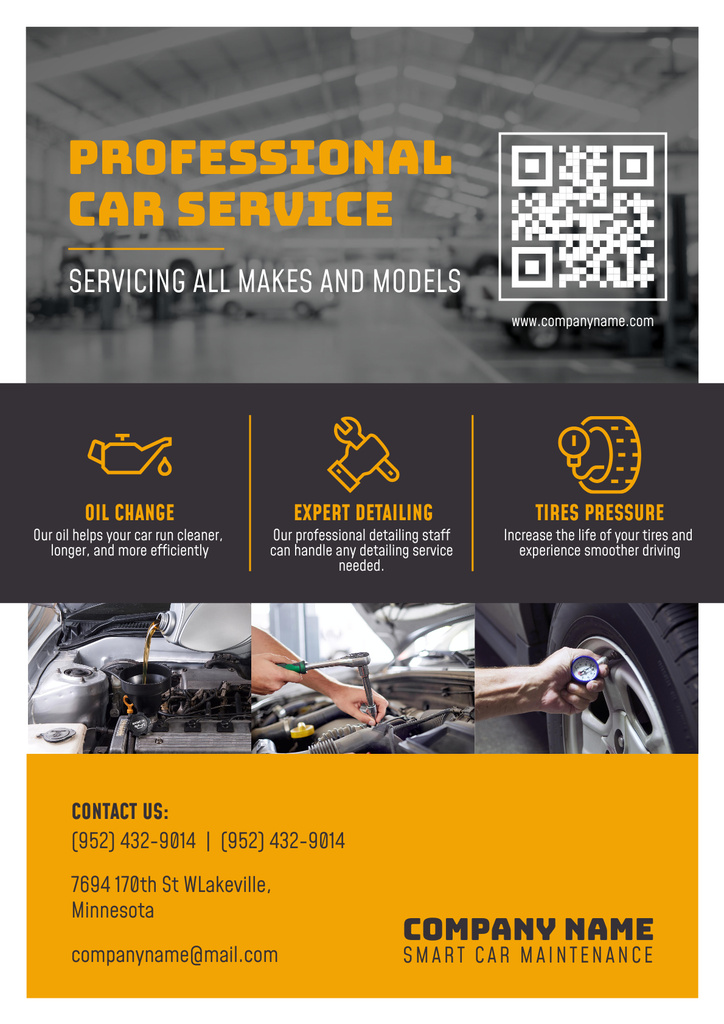 Designvorlage Offer of Professional Car Services für Poster