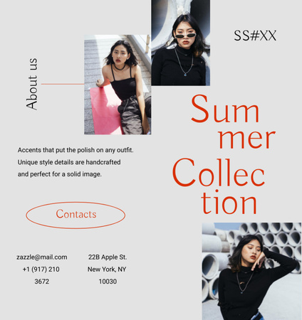 Fascinating Fashion Collection of Streetwear with Asian Woman Brochure Din Large Bi-fold – шаблон для дизайна