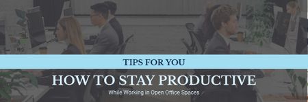 Plantilla de diseño de Productivity Tips with Colleagues Working in Office Email header 
