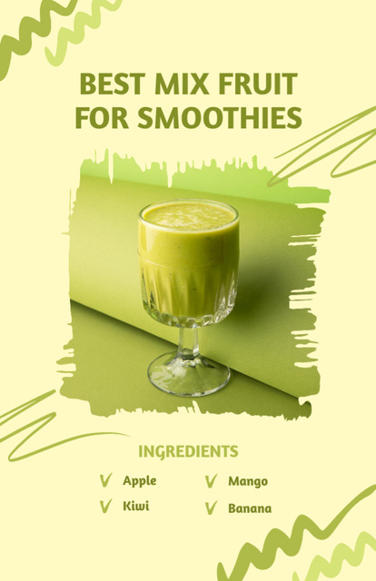 Best Fruit Mix for Smoothies Green Recipe Card Πρότυπο σχεδίασης
