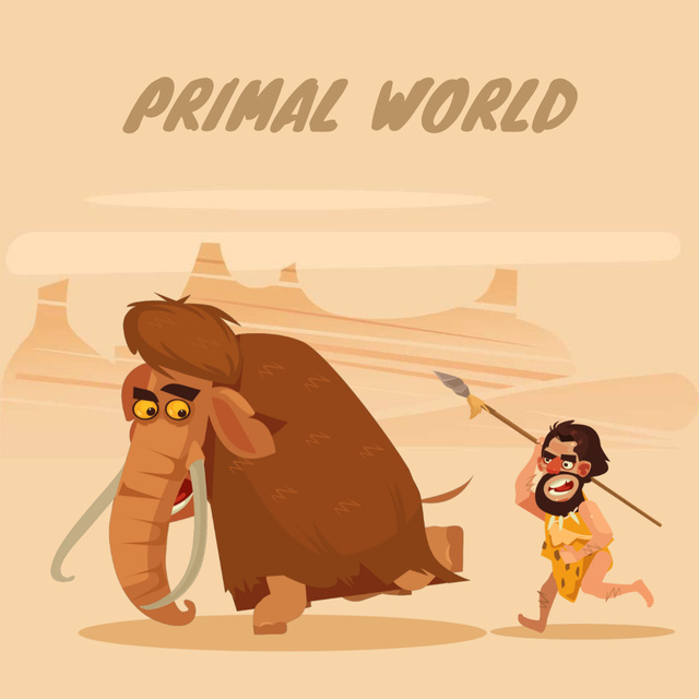 Caveman hinting for mammoth Animated Post – шаблон для дизайна