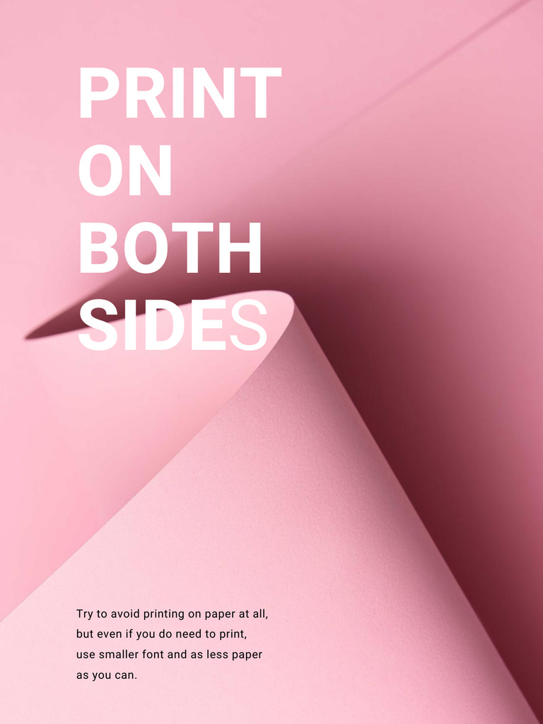 Paper Saving Concept with Curved Sheet in Pink Poster US Design Template
