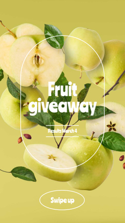 Fruit Giveaway Announcement with Fresh Apples Instagram Story Tasarım Şablonu