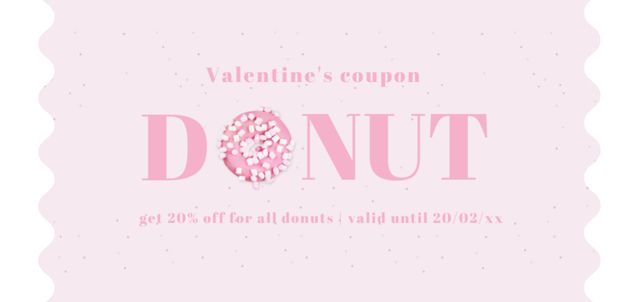 Discount Offer for Valentine's Day Donuts Coupon Din Large Design Template