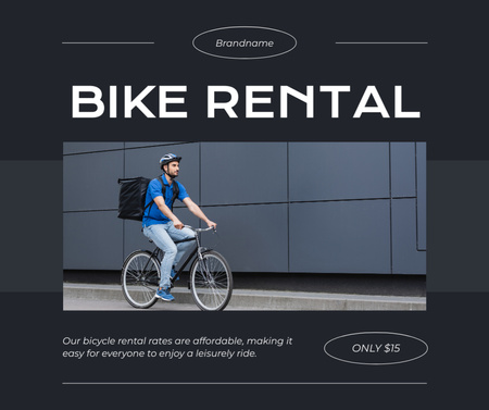 Template di design Annuncio di noleggio bici da città su blu scuro Facebook