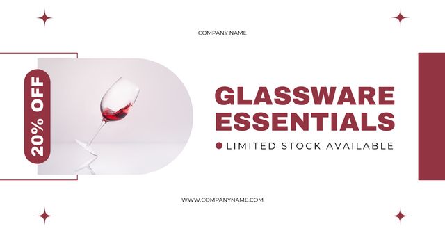 Plantilla de diseño de Essential Glassware From Limited Stock At Reduced Price Facebook AD 