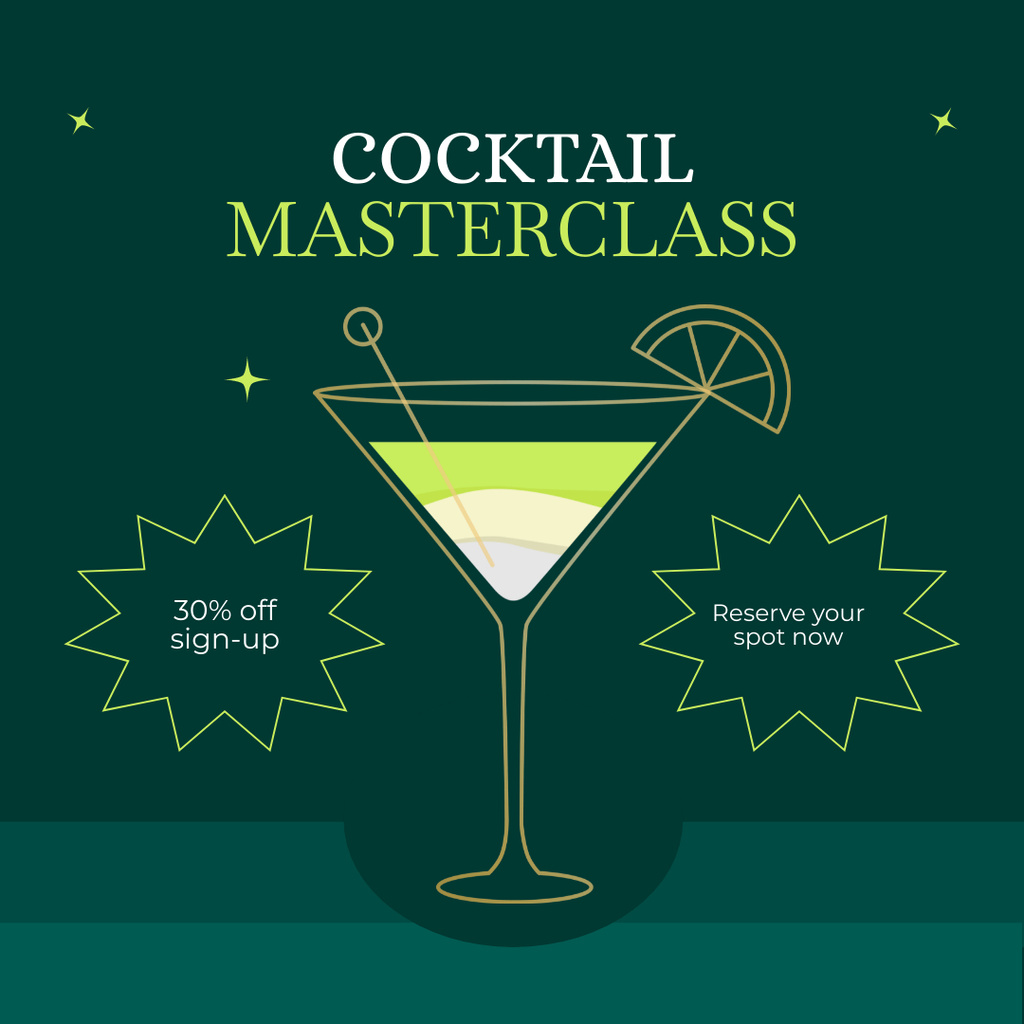 Designvorlage Sign Up Discount On Cocktail Masterclass für Instagram