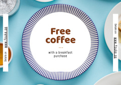 Breakfast Menu Ad with Free Coffee Offer