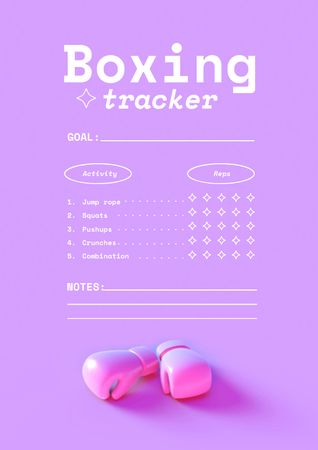 Boxing Tracker with Gloves Schedule Planner Design Template