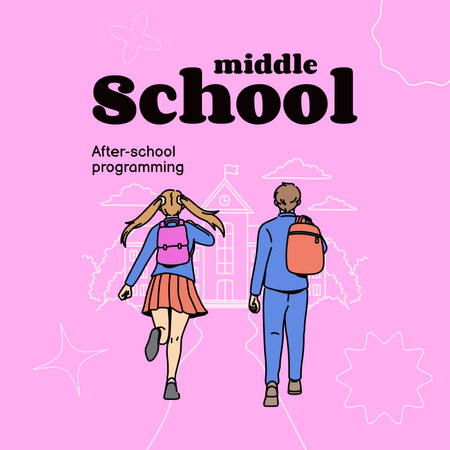 Middle School Apply Announcement with Pupils going to Classes Instagram Design Template