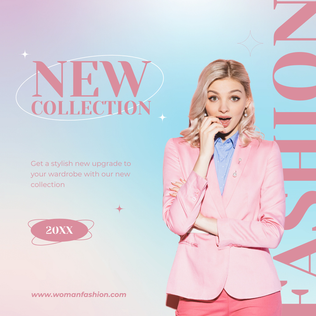 Designvorlage New Collection With Pink Colors für Instagram