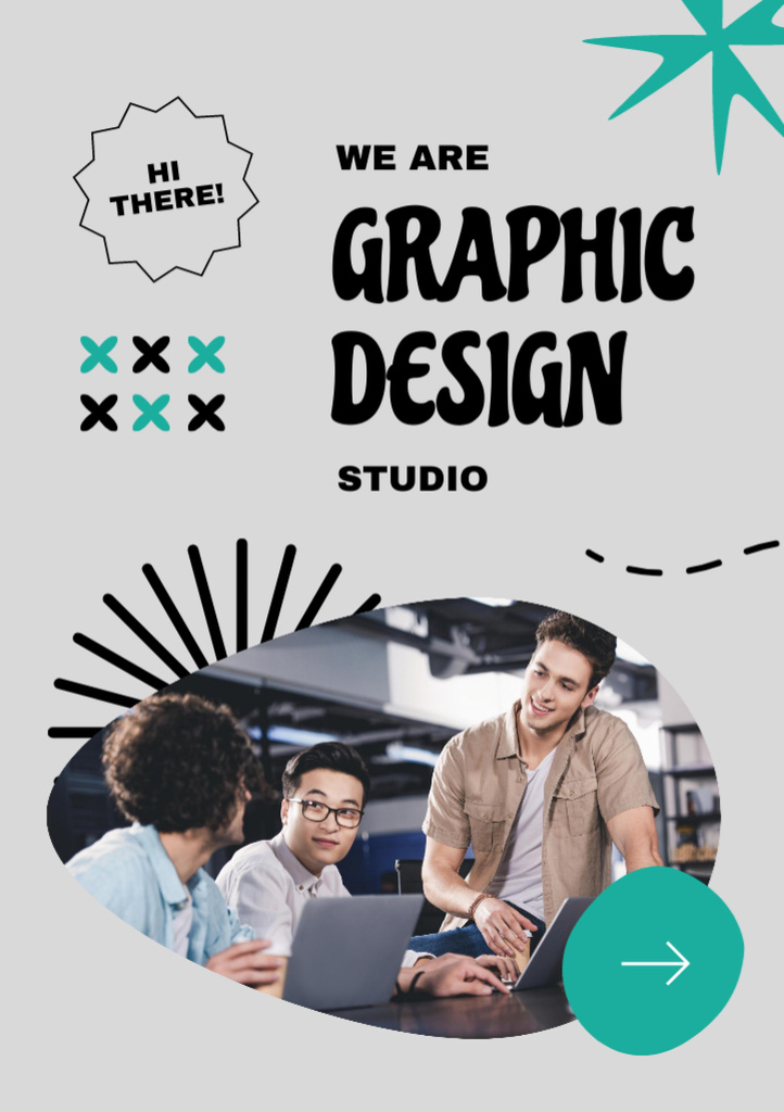 Designvorlage Graphic Design Studio Services Ad für Flyer A5