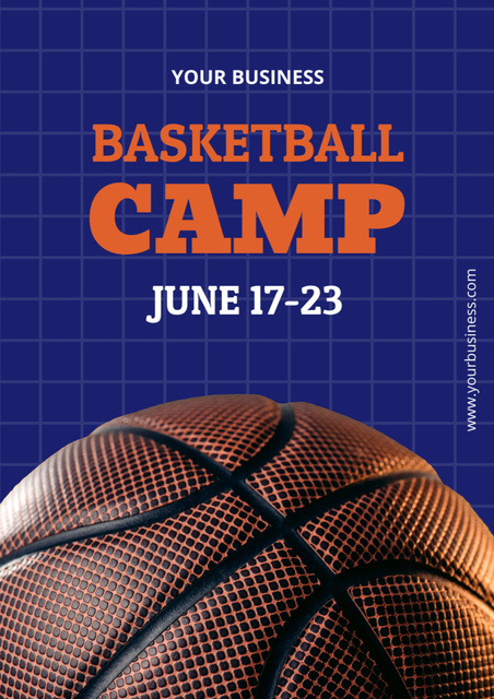 Professional Basketball Camp Promotion In Blue Poster A3 Modelo de Design