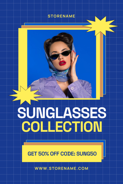 Sale Collection Sunglasses on Blue Tumblr Design Template