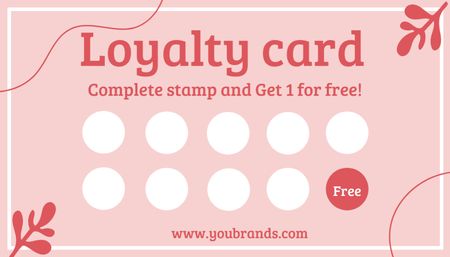 Ontwerpsjabloon van Business Card US van Het loyaliteitsprogramma van het restaurant op Pink