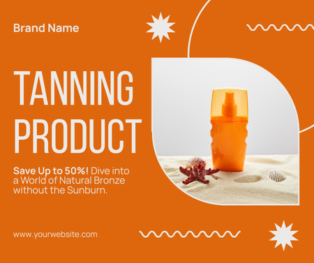 Tanning Products Promo on Bright Orange Facebook Design Template