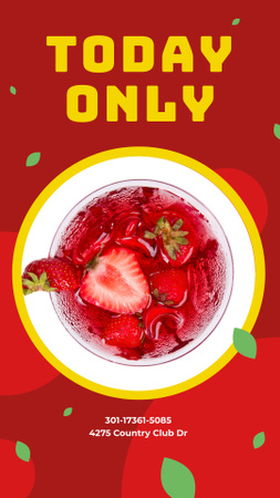 Cocktail with raw strawberry Instagram Story Design Template