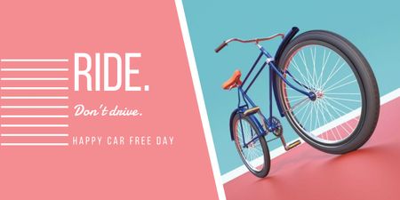 happy car free day poster with bicycle Image Šablona návrhu