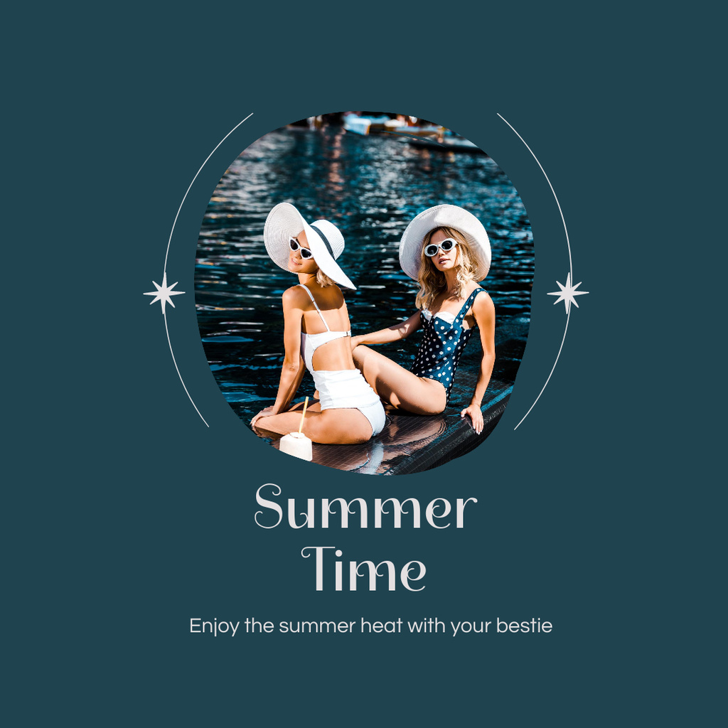 Designvorlage Summertime With Two Best Friends für Instagram