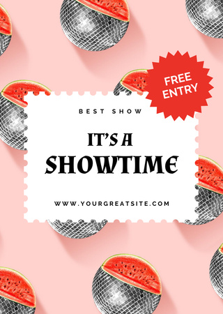 Showtime announcement in bright colors Flyer A6 Design Template