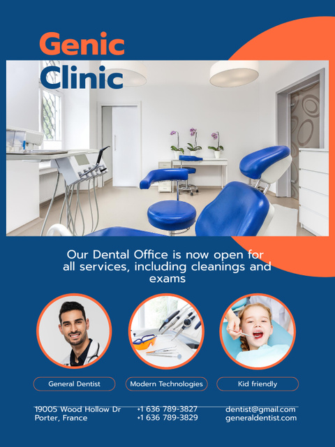 Dentist Services Offer with Chair Poster US Design Template