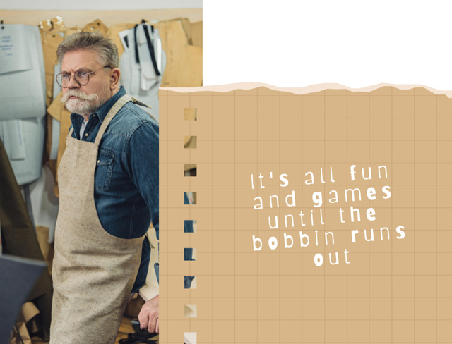 Designvorlage Inspirational Phrase With Man In Workshop für Postcard 4.2x5.5in