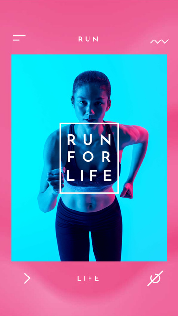 Woman Runner in Neon Light Instagram Video Story Design Template