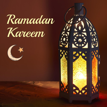 Inspirational Greeting on Ramadan with Light in Lantern Instagram Design Template