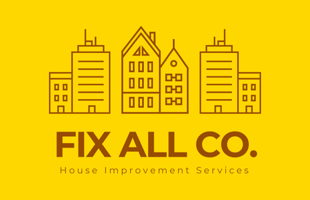 House Improvement and Architecture Services Yellow Business Card 85x55mm Šablona návrhu