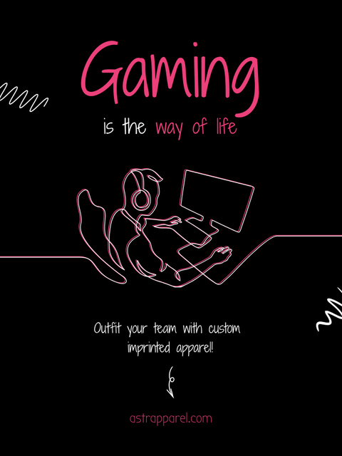 Gaming Gear Offer with Illustration of Gamer Poster US Tasarım Şablonu