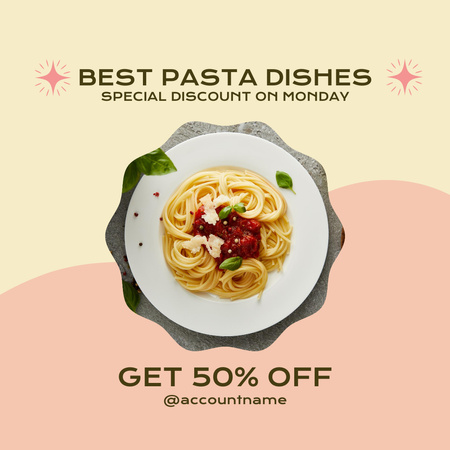 Plantilla de diseño de Promoción de restaurante con plato de pasta italiana Instagram 