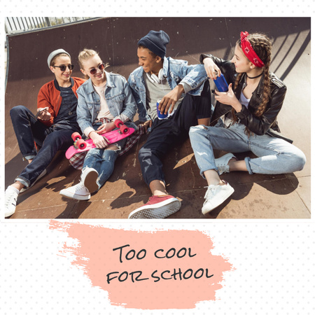 School Graduation Album with Teenagers Photo Book Design Template