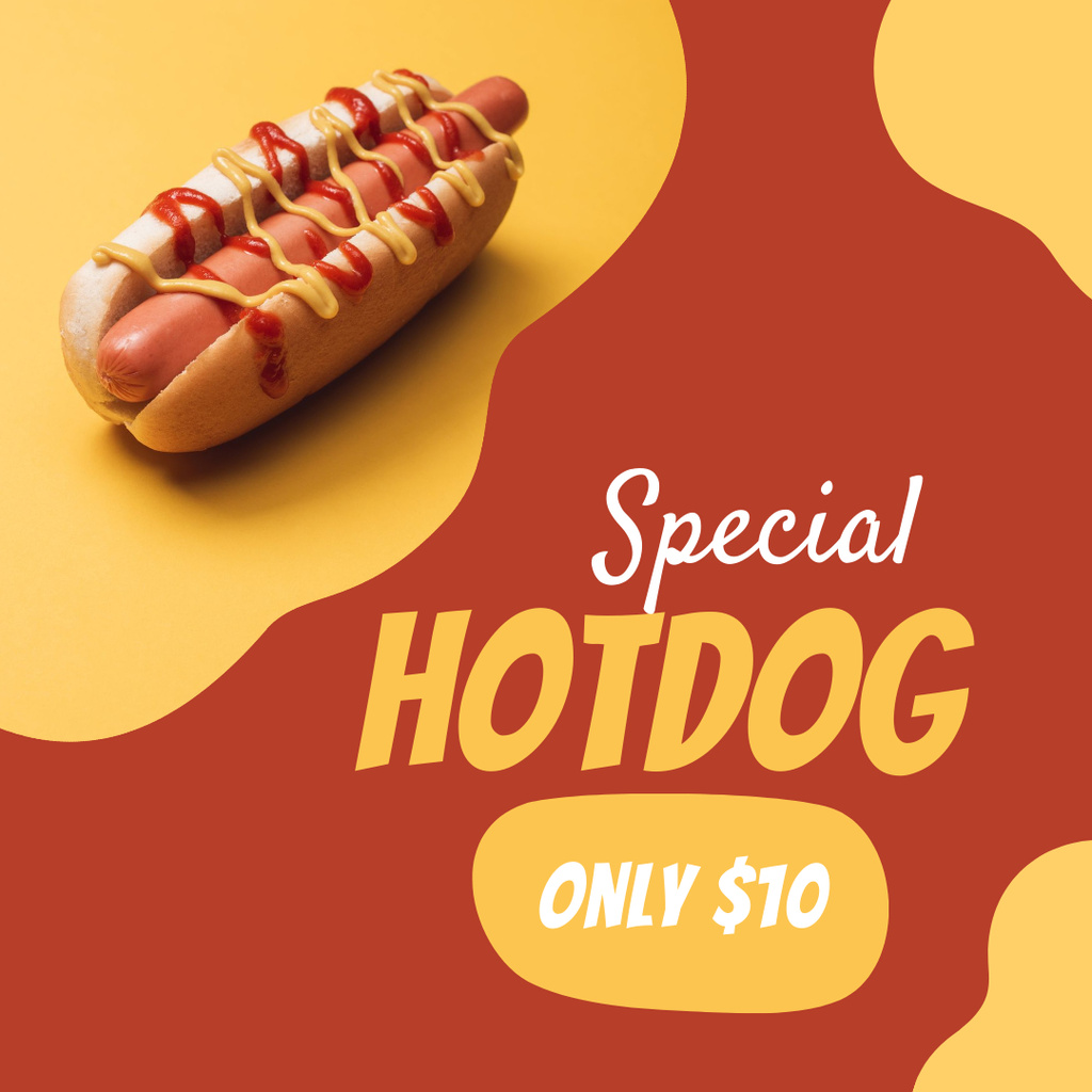 Special Offer on Yummy Hot Dog Instagram Πρότυπο σχεδίασης