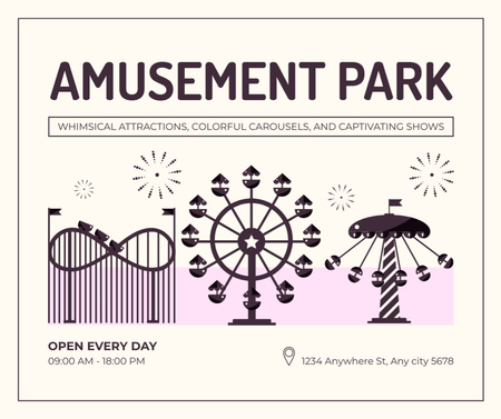 Eğlence Parkında Klasik Eğlenceli Aktiviteler Teklifi Facebook Tasarım Şablonu