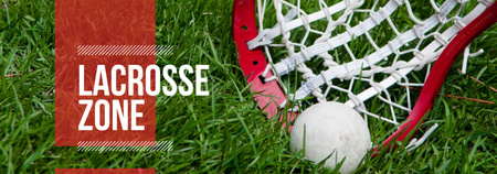 Designvorlage Lacrosse Stick und Ball auf grünem Rasen für Tumblr