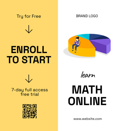 Math Online Courses Offer with Bright Diagram Brochure 9x8in Bi-fold Design Template