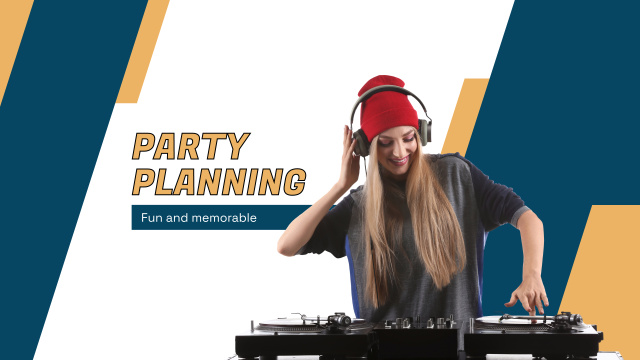 Designvorlage Party Event Planning Services with Woman Dj für Youtube