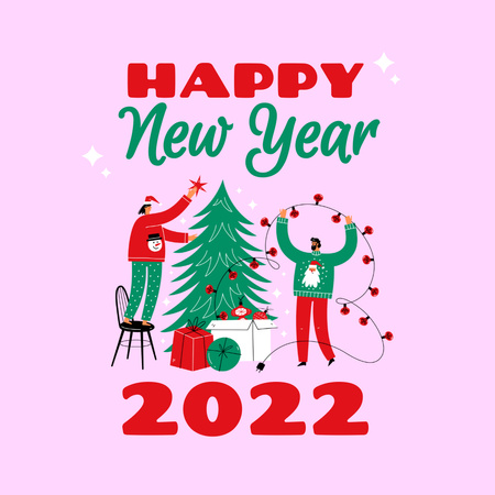 Cute New Year Holiday Greeting Instagram Design Template