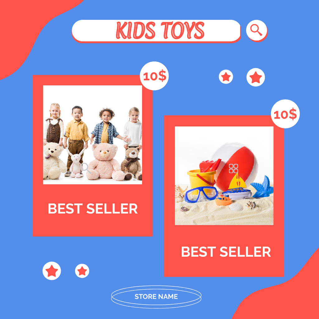 Bestseller Toys Offer on Blue Instagramデザインテンプレート