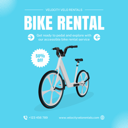 Rental Bikes Ad on Blue Instagram Design Template