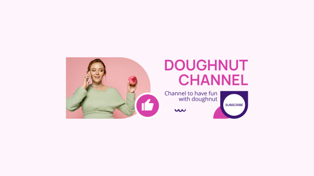 Doughnut Blog Promo with Young Woman Youtube Πρότυπο σχεδίασης