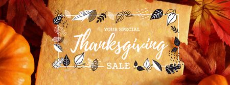 Plantilla de diseño de Thanksgiving Sale Offer with Pumpkins Facebook cover 