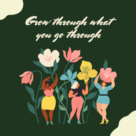 Çeşitli Kadınlar ve Çiçeklerle Kız Gücü İlhamı Instagram Tasarım Şablonu