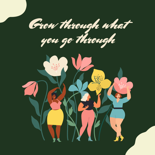 Ontwerpsjabloon van Instagram van Girl Power Inspiration with Diverse Women and Flowers